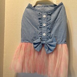 Blue and Pink Tulle Skirt with Bow
